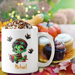 Mug Pilote Zombie volant en Avion & Chauve-souris Drôl