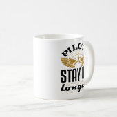 Mug Pilotes Restent Plus Longtemps Drôle Aviateur Avia (Devant droit)