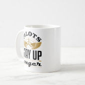 Mug Pilotes Restent Plus Longtemps Drôle Aviateur Avia (Devant gauche)