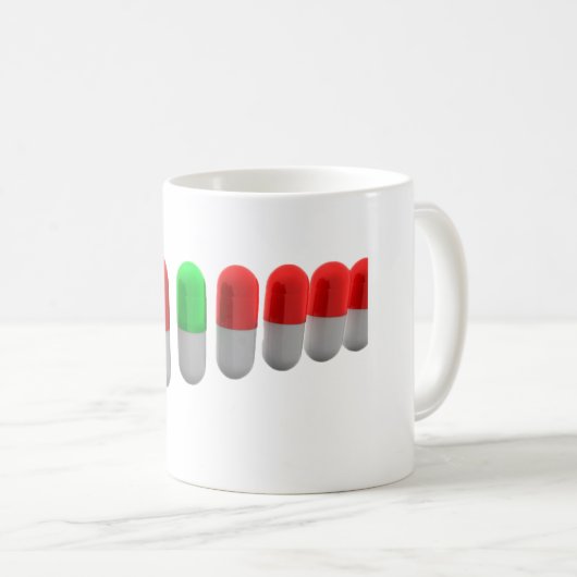 Mug Pilule verte unique parmi les capsules rouges (Devant droit)