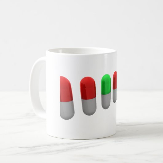 Mug Pilule verte unique parmi les capsules rouges (Devant gauche)