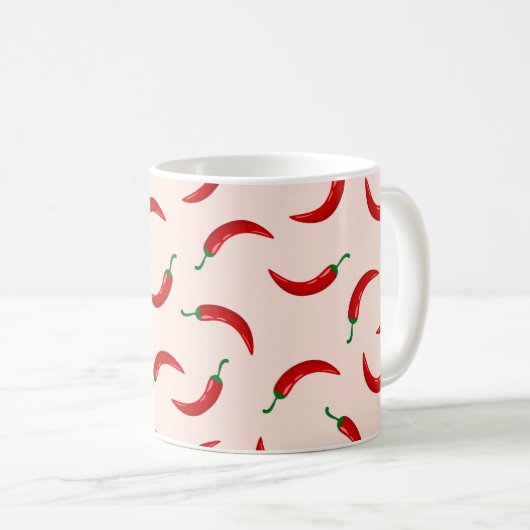 Mug Piments rouges sur arrière - plan de couleur clair (Devant droit)