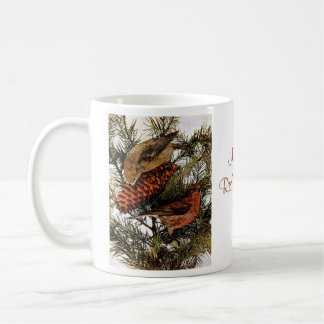 Mug Pin rouge américain vintage d'hiver d'oiseaux de