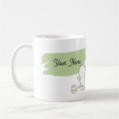Mug Pinceau vert minimaliste Nom personnalisé Chat (Gauche)