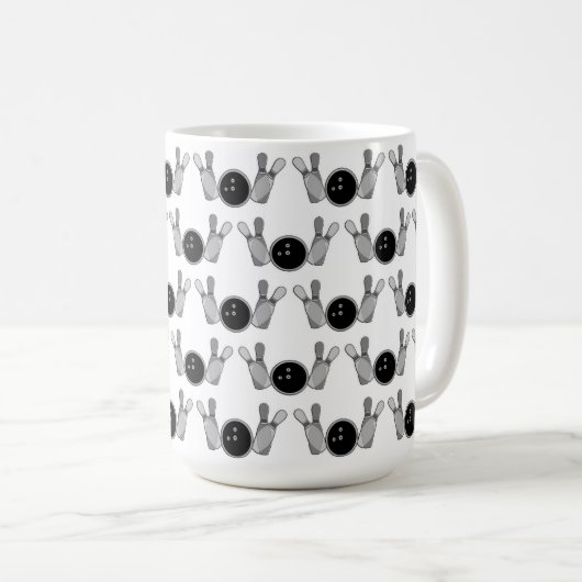 Mug Pinces et boules de quilles noir, blanc (Devant droit)