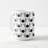 Mug Pinces et boules de quilles noir, blanc (Devant gauche)