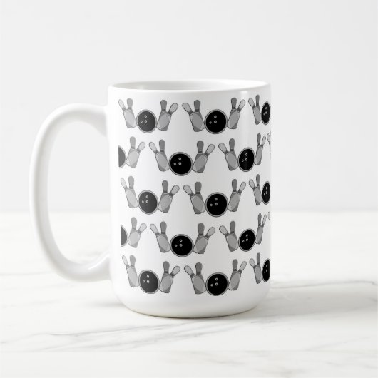 Mug Pinces et boules de quilles noir, blanc (Gauche)