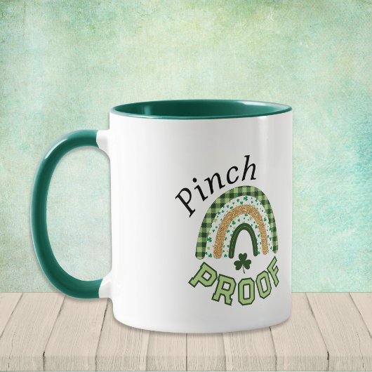 Mug Pinch Proof St Patrick's Day Green Rainbow Plaid