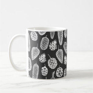 Mug Pine cônes dessinés main sans couture motif. Botan
