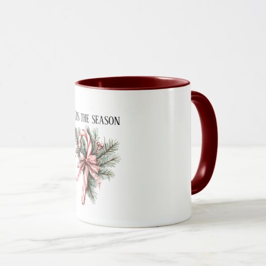 Mug Pine Tree Candy Cane Red Christmas (Devant droit)
