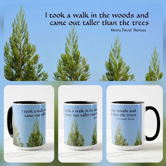 Mug Pine Trees et Sky Thoreau Citation Marche à Woods 