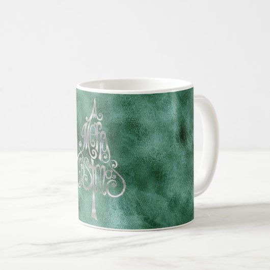 Mug Pine Turquoise Vert Argent Noël (Devant droit)