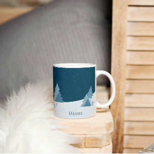 Mug Pine Woods Hiver Nom personnalisé