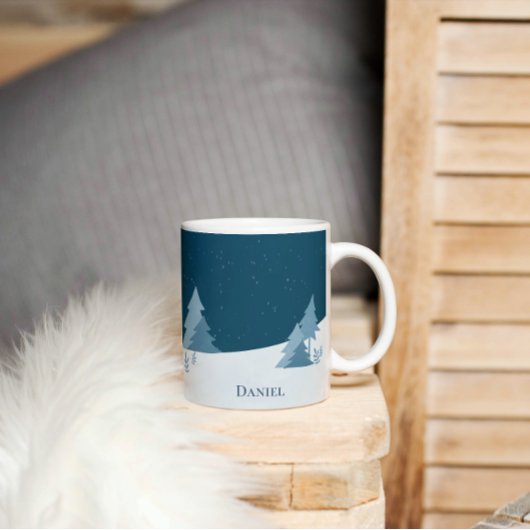 Mug Pine Woods | Hiver | Nom personnalisé