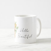 Mug Pineapple Yellow Pink Flowers Hello Beautiful (Devant droit)