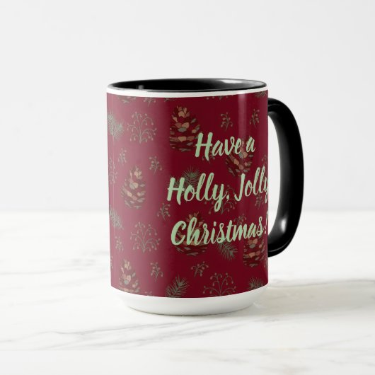 Mug Pinecones & Berries Holly Jolly (Devant droit)