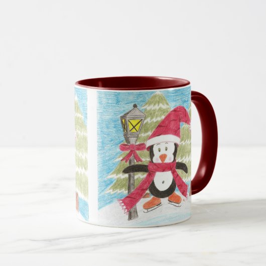 Mug Pingouin à patinage de glace (Devant droit)