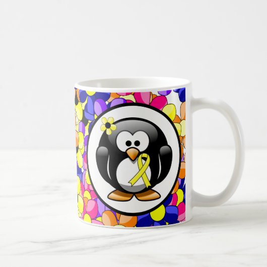 Mug Pingouin à ruban de sensibilisation jaune (Droite)