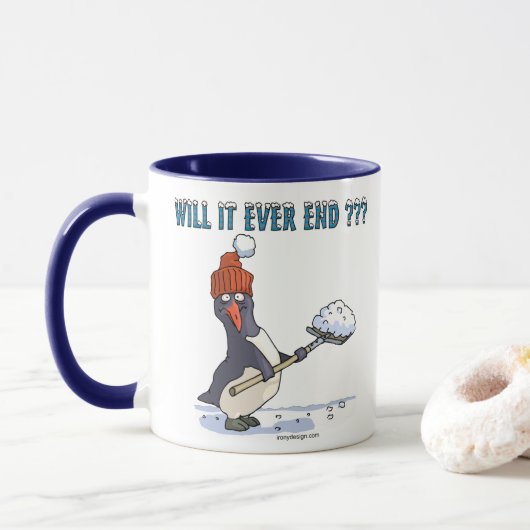 Mug Pingouin bloqué par la neige (Avec donut)