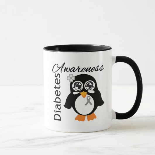 Mug Pingouin de conscience de diabète (Droite)