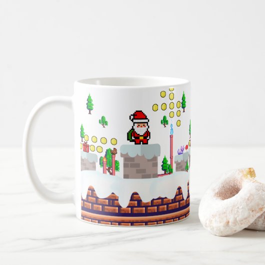 Mug Pingouin de l'équipe de snowboard père Noël de Mik (Avec donut)