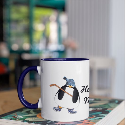 Mug Pingouin de maman de hockey avec bâton de hockey