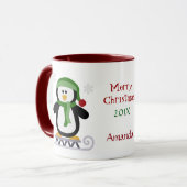 Mug Pingouin de Noël vert (Devant gauche)