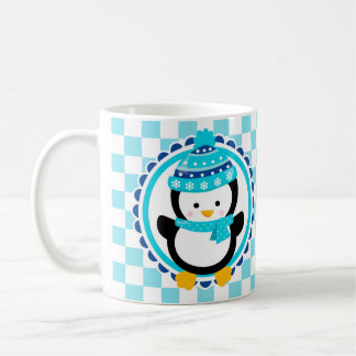 Mug Pingouin d'hiver mignon - Turquoise bleu