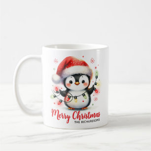 Mug Pingouin drôle avec lumières Moderne Joyeux Noël