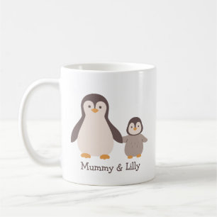 Mug Pingouin maman et bébé - Noms personnalisés mignon