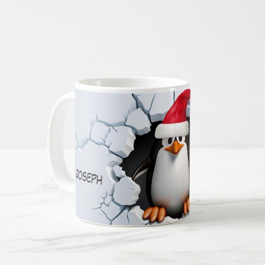 Mug Pingouin mignon 3D avec Santa Hat (Devant gauche)