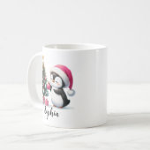 Mug Pingouin mignon Arbre de pin personnalisé rose (Devant gauche)