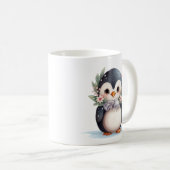 Mug Pingouin mignon avec Écharpe et Holly (Devant droit)