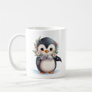 Mug Pingouin mignon avec Écharpe et Holly