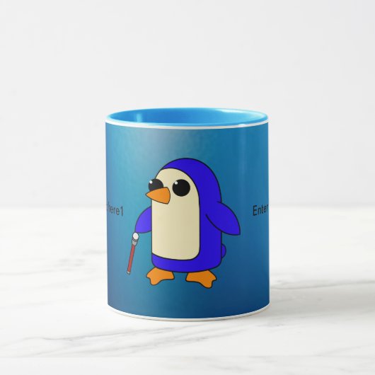 Mug Pingouin mignon bébé avec personnalisation Canne (Centre)