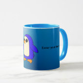 Mug Pingouin mignon bébé avec personnalisation Canne (Devant droit)