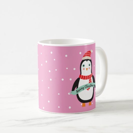 Mug Pingouin mignon de Noël de Pesonalized petit (Devant droit)