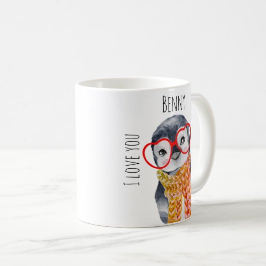 Mug Pingouin mignon en lunettes Aimez-vous pour les en (Devant droit)