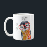 Mug Pingouin mignon en lunettes Aimez-vous pour les en<br><div class="desc">Conception de texte personnalisable avec un mignon pingouin d'aquarelle lunettes en forme de coeur avec un foulard, cadeau personnalisé mignon pour Anniversaire, Saint-Valentin ou anniversaires.</div>