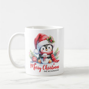 Mug Pingouin mignon et bonhomme des neiges Joyeux Noël