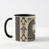 Mug Pingouin noir blanc attrape une vague (Gauche)