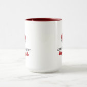 Mug Pingouin personnalisé et café de coeur rouge (Centre)