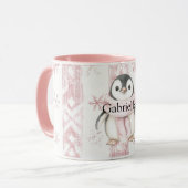 Mug Pingouin rose Snowflakes Noël (Devant gauche)