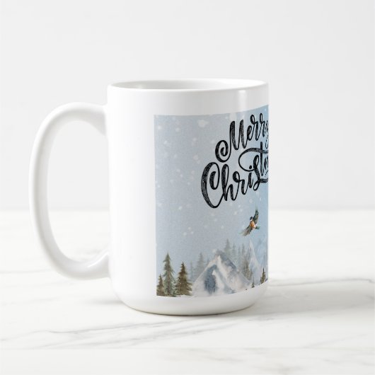 Mug Pingouin rustique traditionnel hiver Joyeux Noël (Gauche)