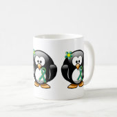 Mug Pingouin vert turquoise et citron vert (Devant droit)