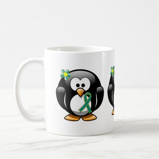 Mug Pingouin vert turquoise et citron vert (Gauche)