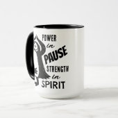 Mug Pingouin Yoga Motivation noir et blanc (Devant gauche)