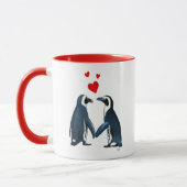 Mug Pingouins Avec Coeurs D'Amour (Gauche)