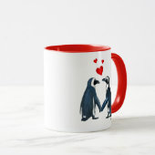 Mug Pingouins Avec Coeurs D'Amour (Devant droit)