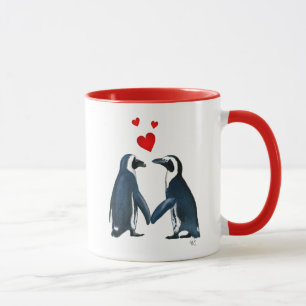 Mug Pingouins avec des coeurs d'amour